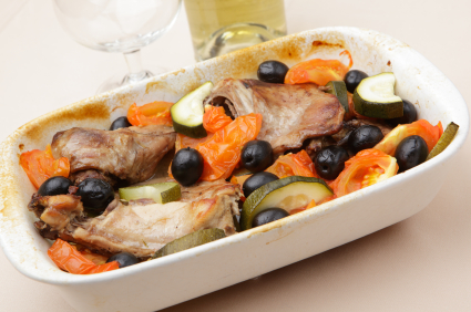 Râble de lapin farci d&rsquo;aubergine et d&rsquo;olives marinées