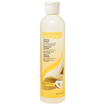 Shampooing hydratant Banane et lait de coco pour cheveux secs/endommagés, gamme Naturals
