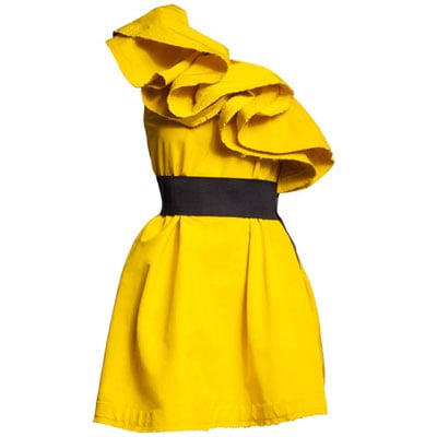 Robe jaune asymétrique