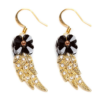Boucles d’oreilles dorées ornées d’une fleur et de cristaux Swarovski 