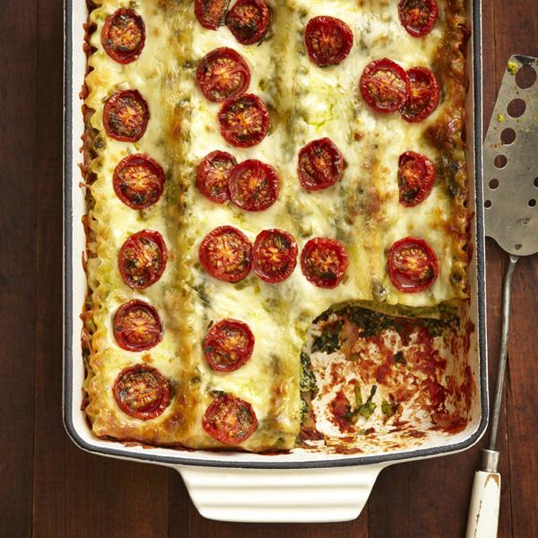 Lasagne « al verdura » et tomates rôties