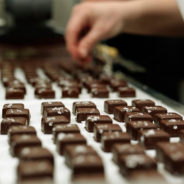 Preparation of chocolates in bakery