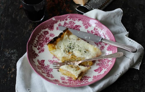 Lasagne aux poireaux et au fromage caciocavallo