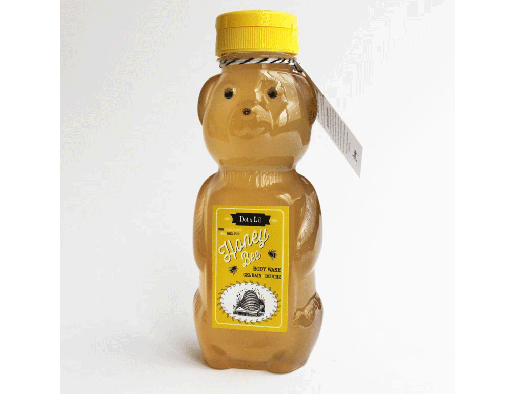 <p><a href="https://www.dotandlil.com/products/honey-bee-body-wash-gel-bain-douche-honey-bee" target="_blank">Dot & Lil: Gel bain + douche Honey Bee, 237ml / 8 oz 18 $</a></p>

