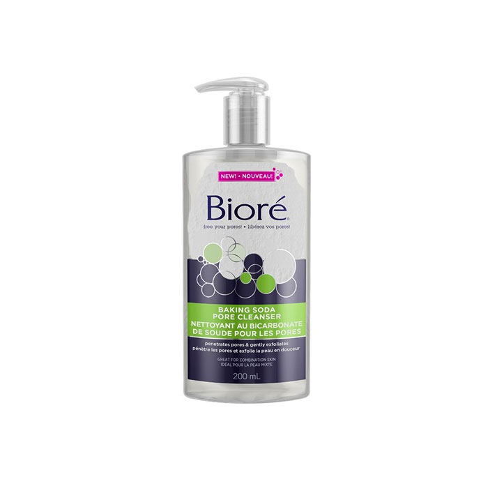 <p>Nettoyant au bicarbonate de soude pour les pores, 8 $, <a href="http://www.biore.ca/fr-CA/dont-be-dirty/baking-soda-pore-cleanser">Bioré</a>.</p>
