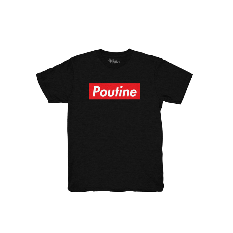 <p>T-shirt Poutine, <a href="https://fr.mainandlocal.com/collections/canada/products/poutine-shirt?variant=845404217" target="_blank">Main and Local</a>, 29,99 $</p>
