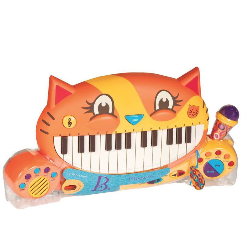 <p>Clavier Meowsic, Battat, <a href="https://www.toysrus.com/buy/toy-keyboards-pianos/battat-b.-meowsic-keyboard-68612-67499556">Toys R Us</a>, 53,99 $</p>
