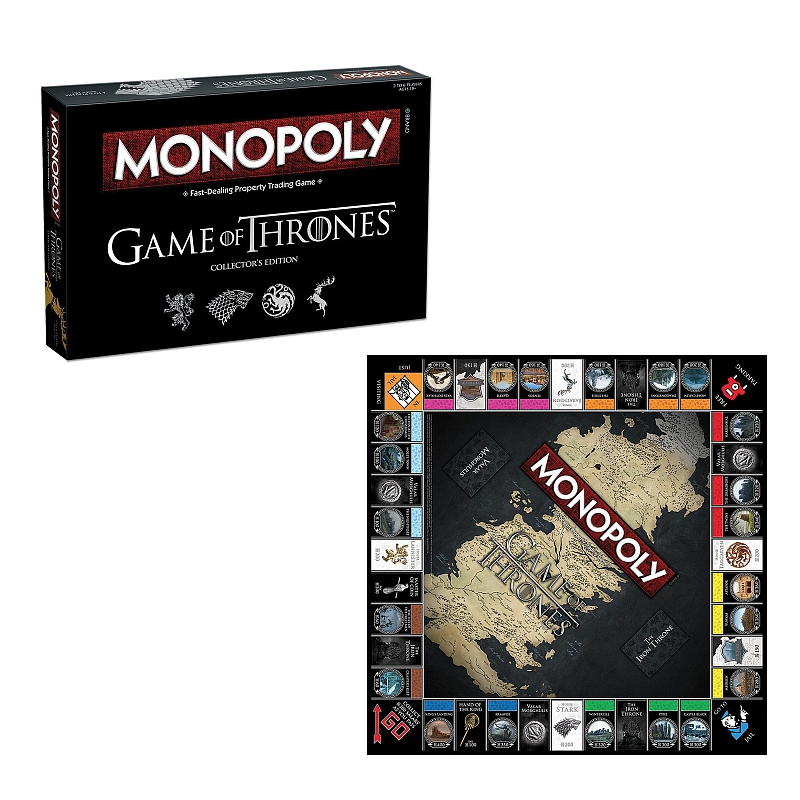 <p>Jeu<em> Monopoly:</em> <em>Game of Thrones</em>, éditions Grosnor, <a href="http://www.toysrus.ca/product/index.jsp?productId=80573256">Toys R Us</a>, 79,99 $</p>
