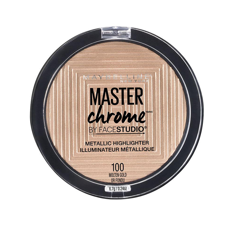 <h2>Illuminateur métallique Master Chrome by FaceStudio, <a href="https://www.maybelline.ca/fr-ca/face-makeup/contouring/facestudio-master-chrome-metallic-highlighter" target="_blank" rel="noopener">Maybelline New York</a>, 12,99 $</h2>
