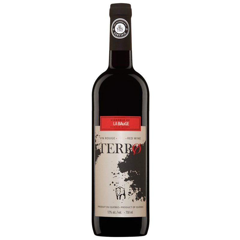 <h1><a href="http://labauge.com/menu/zeste/" target="_blank" rel="noopener">TerrØ – La Bauge</a></h1>
<p>Description du vigneron: «Les cépages utilisés dans cette cuvée sont le Frontenac noir et le Marquette, deux des cépages les mieux adaptés au climat québécois. Ils possèdent tous deux une peau bleue et une chair rouge. TerrØ est un vin rouge fruité, souple et léger aux arômes complexes de cerises, de mûres, d’épices et de chêne.»</p>
<p>Prix: 14,05$, en vente à la <a href="http://www.saq.com/page/fr/saqcom/aperitif-a-base-de-vin/vignoble-de-la-bauge-les-folies-du-vigneron/11440351?selectedIndex=5&searchContextId=-10023014595972" target="_blank" rel="noopener">SAQ</a>.</p>
