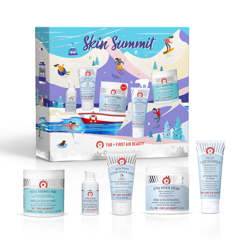 <p>Coffret Skin Summit, <a href="https://www.sephora.com/ca/fr/product/skin-summit-P436335?icid2=vous%20aimerez%20peut-%C3%AAtre%20aussi:p436335:product" target="_blank" rel="noopener">First Aid Beauty</a>, 60 $<br />
*Série limitée<br />
**Inclut un nettoyant pour le visage, une crème et un sérum hydratants, un masque et des rondelles exfoliantes</p>
