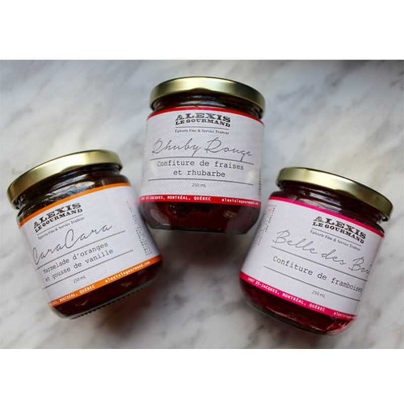 <p>Trio de confitures gourmandes (framboise, fraises et rhubarbe, orange cara cara et vanille), <a href="https://www.alexislegourmand.com/epicerieenligne/trio-de-confitures-gourmandes" target="_blank" rel="noopener">Alexis le Gourmand</a>, 25,99 $</p>
