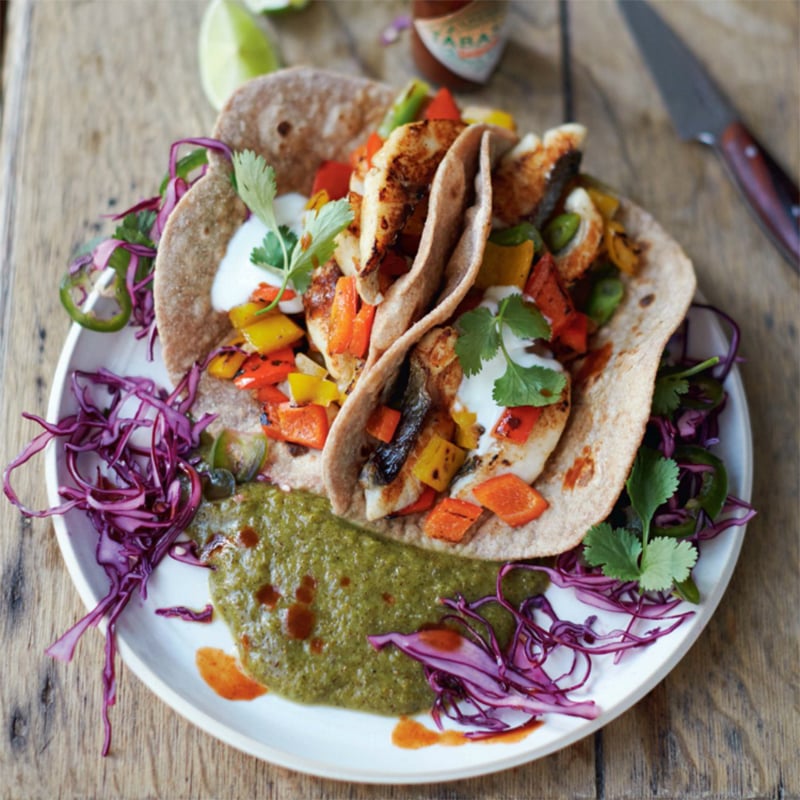 Lundi : Tacos au poisson, kiwi et lime, de Jamie Oliver